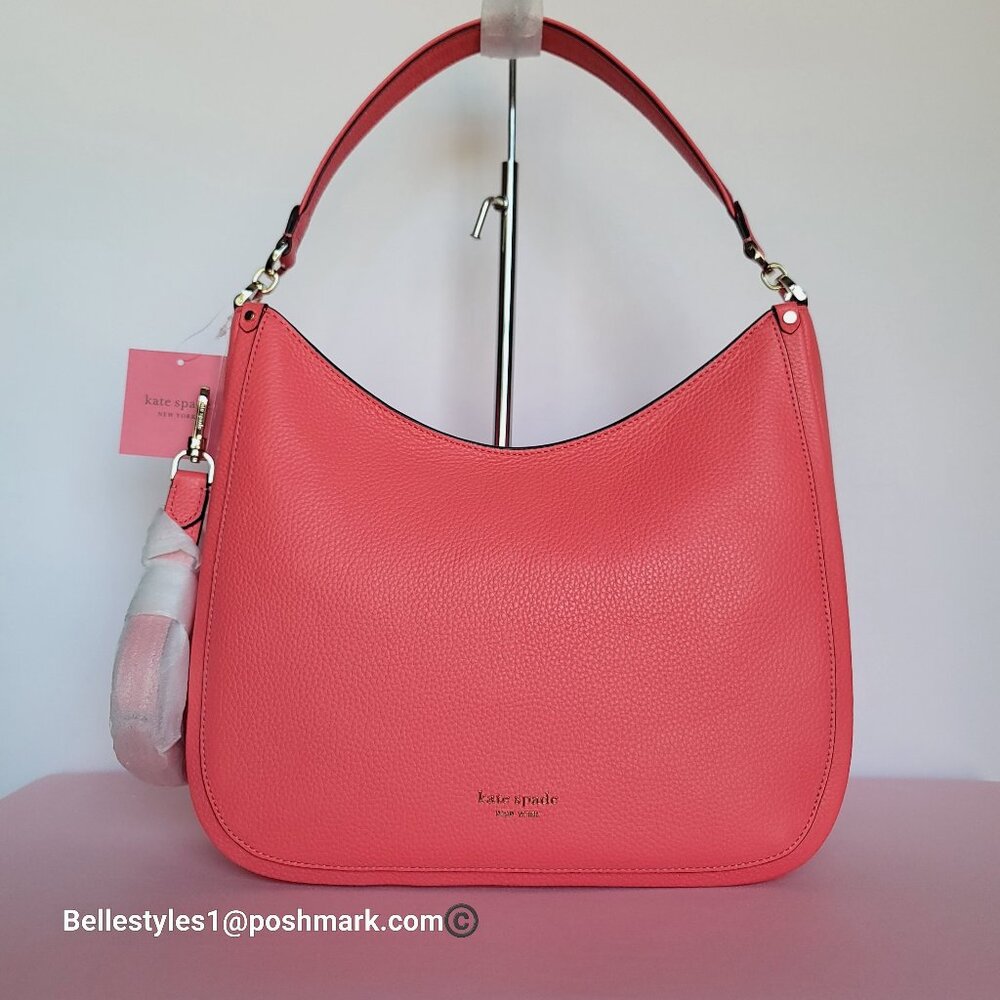 KATE SPADE Roulette Pebbled Leather Large Hobo Bag- Peach Melba color π$178.β - Picture 2 of 16